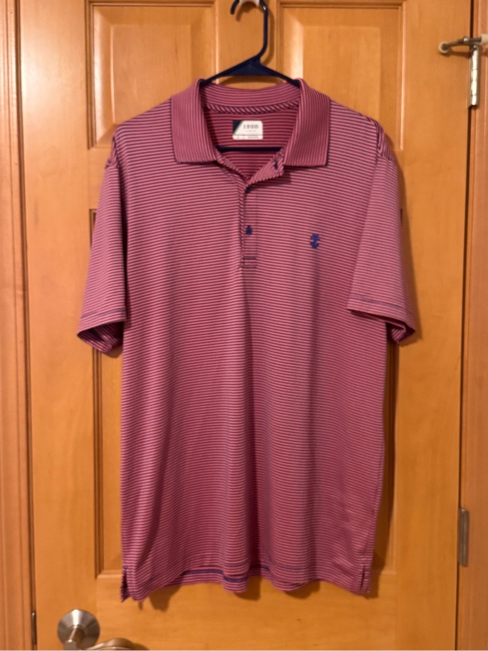 Izod Men's Pink and Blue Striped Polo